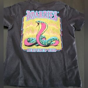 New boardies Black T-Shirt with Colorful Snake Design